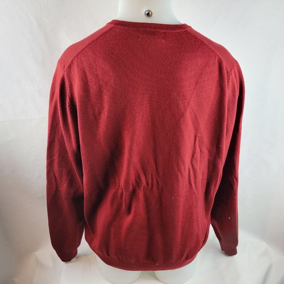 Brooks Brothers 346 Sweater Mens Large Red V Neck Pullover Merino Wool Stretch - Picture 6 of 7